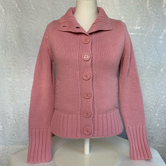 Miss Me Sweaters - Miss Me Pink Button Down Cardigan Sweater